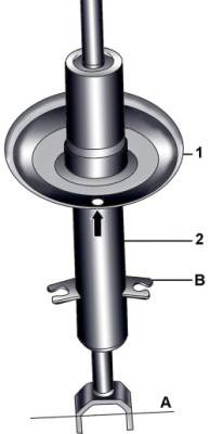 Правильное положение отверстия при установке нижней тарелки пружины на амортизатор